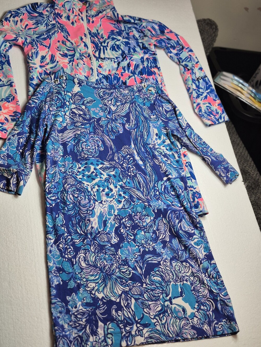 Lilly Pulitzer Lot (2): Luxletic Skipper Popover & Sophie Dress Royal Purple SzL
